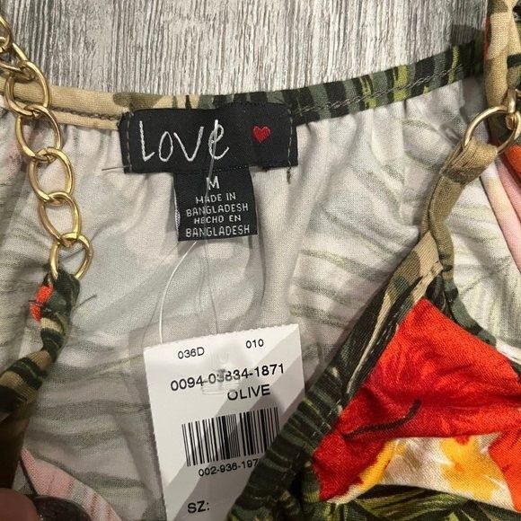 NWT Love Medium Floral Pattern Olive Womens Dress Tropical Cruise Vacation - Picture 5 of 6